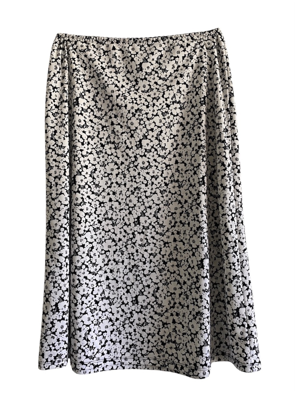 GAP Y2K Black White Floral Midi Skirt Elastic Waist A Line M